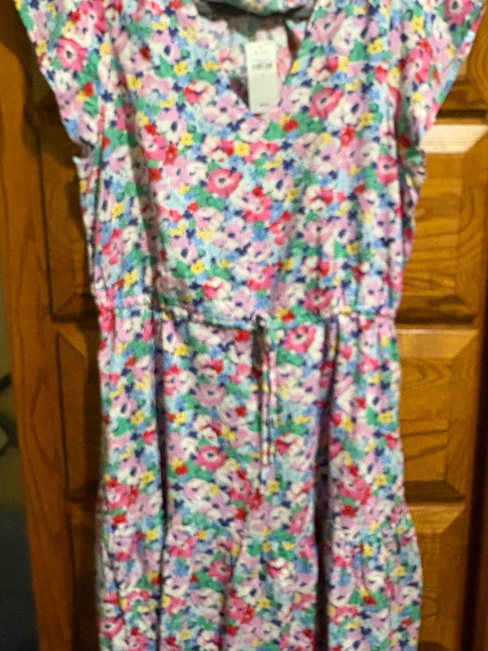 GAP womens Floral Midi Dress - Pink & Green Accents